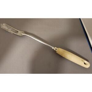 Vintage Ekco Chrome 2-Prong Serving Fork w/Wood Handle - 12-1/2” Length - USA